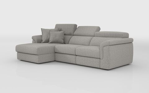 1 Brown Fabric Taviano Large 3 Seater Sofa with Sliding Seats and Left Hand Facing Lounger