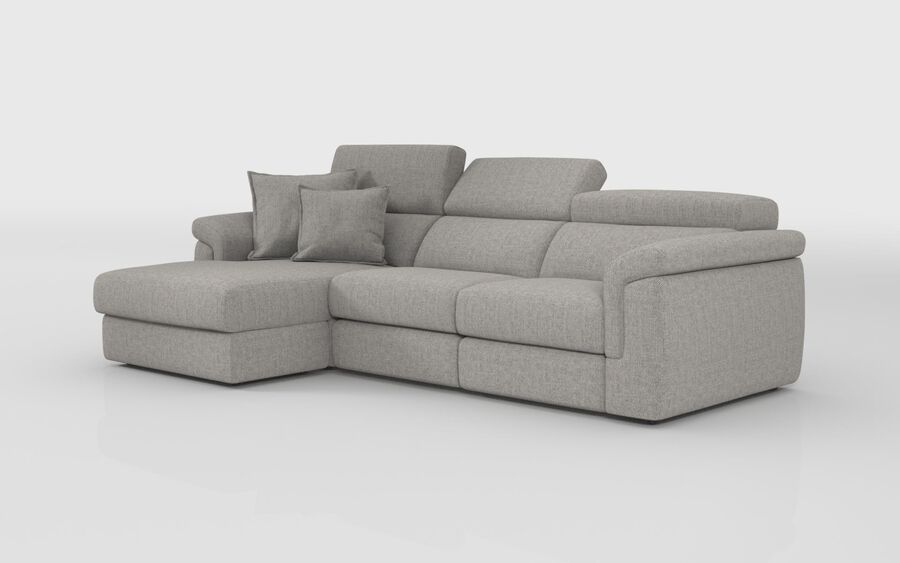 1 Brown Fabric Taviano Large 3 Seater Sofa with Sliding Seats and Left Hand Facing Lounger