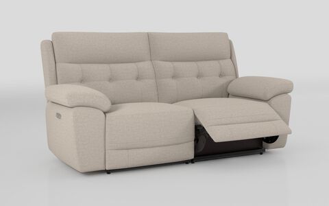 4 Cream Fabric Belford 3 Seater Power Recliner Sofa