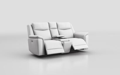 Savio 2 Seater Power Recliner Sofa with Media Console & Silver Charging Pad | Savio Sofa Range | ScS