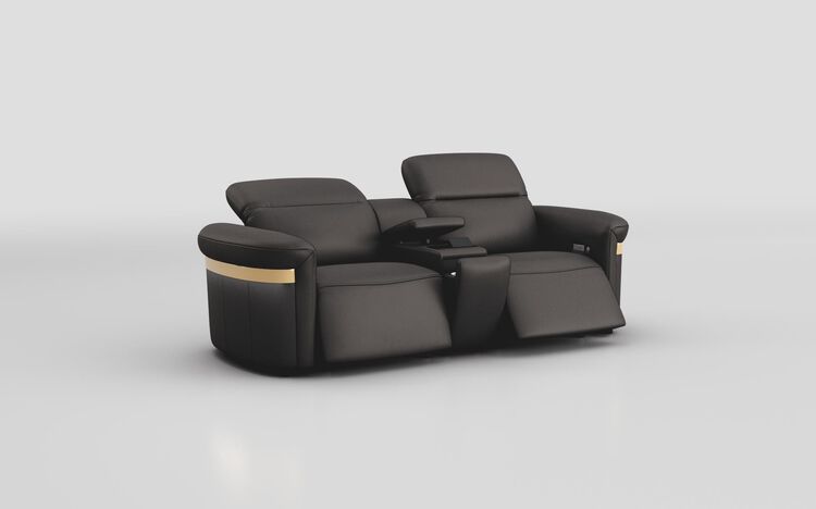 Voltana 3 Seater Power Recliner Sofa with Manual Head Tilt, LED Lights & Gold Trim | Voltana Sofa Range | ScS