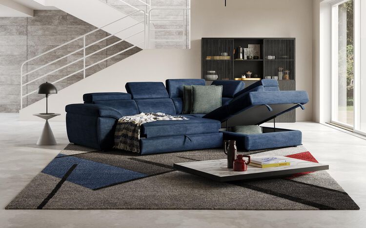 Bagnara 2 Corner 1 Right Hand Facing Storage Chaise with Sliding Footrest & Manual Head Tilt | Bagnara Sofa Range | ScS