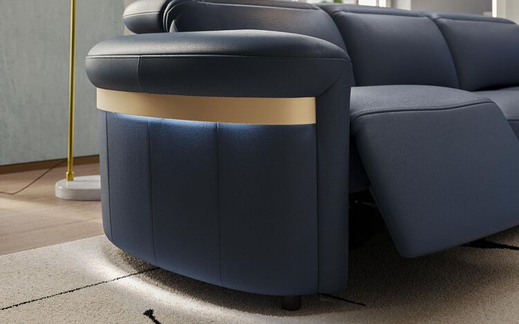 Voltana 2 Seater Sofa with Console, Manual Head Tilt & Silver Trim | Voltana Sofa Range | ScS
