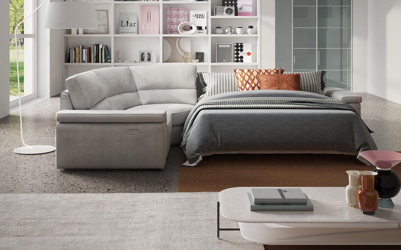 Crociale 1 Corner 3 Sofa Bed with Left Hand Facing Single Power Recliner