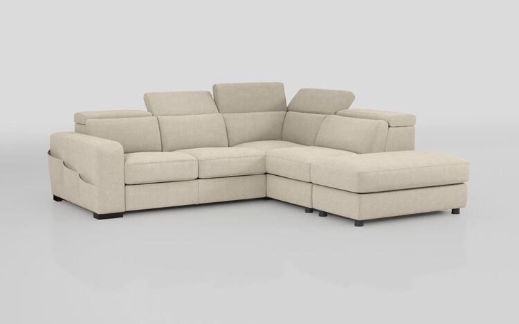Melizzano 2 Corner 2 Sofa with Sliding Footrest, Right Hand Facing Chaise with Pockets & Ottoman | Melizzano Sofa Range | ScS