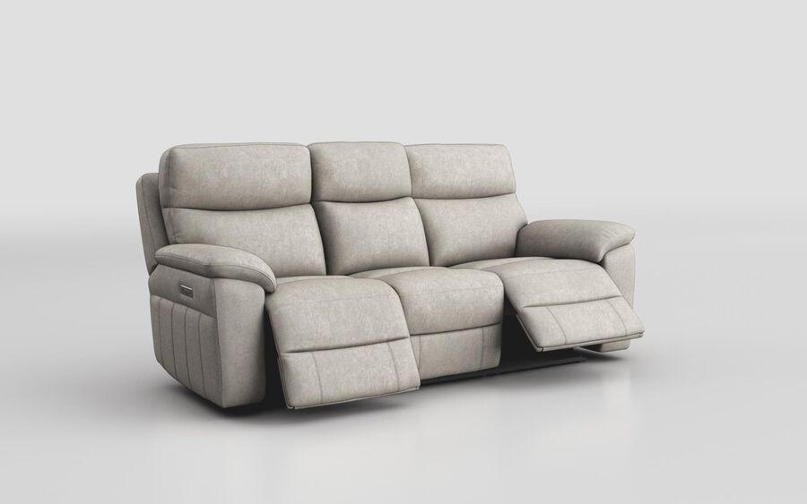 Brown Fabric Maranello 3 Seater Power Recliner Sofa with Head Tilt