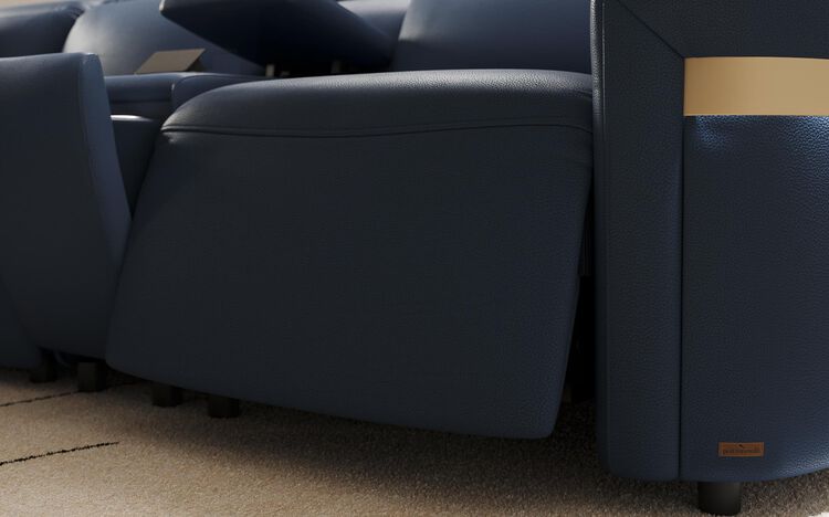 Voltana 2 Corner 2 Power Recliner with Left Facing Console, Manual Head Tilt, LEDs & Silver Trim | Voltana Sofa Range | ScS