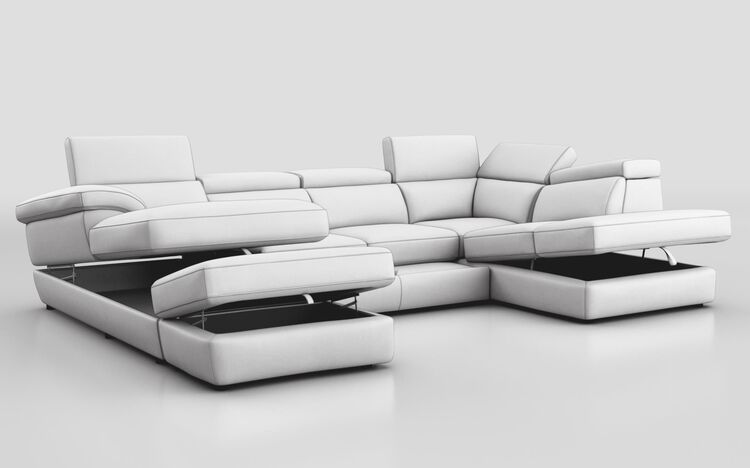 Bagnara Corner Sofa LHF Storage Lounger, RHF Chaise, Sliding Footrest, Head Tilt & Ottoman | Bagnara Sofa Range | ScS