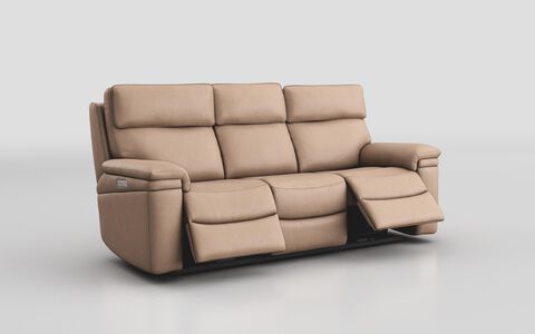 Brown Portile 3 Seater Power Recliner Sofa with Head Tilt