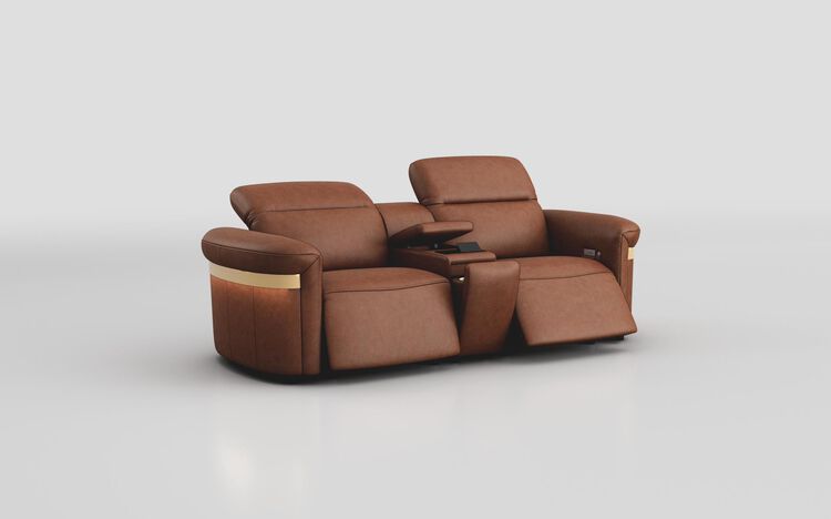 Voltana 3 Seater Power Recliner Sofa with Manual Head Tilt, LED Lights & Gold Trim | Voltana Sofa Range | ScS