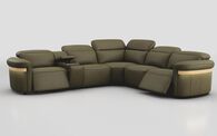 Voltana 2 Corner 2 Power Recliner with Left Facing Console, Manual Head Tilt, LEDs & Gold Trim | Voltana Sofa Range | ScS
