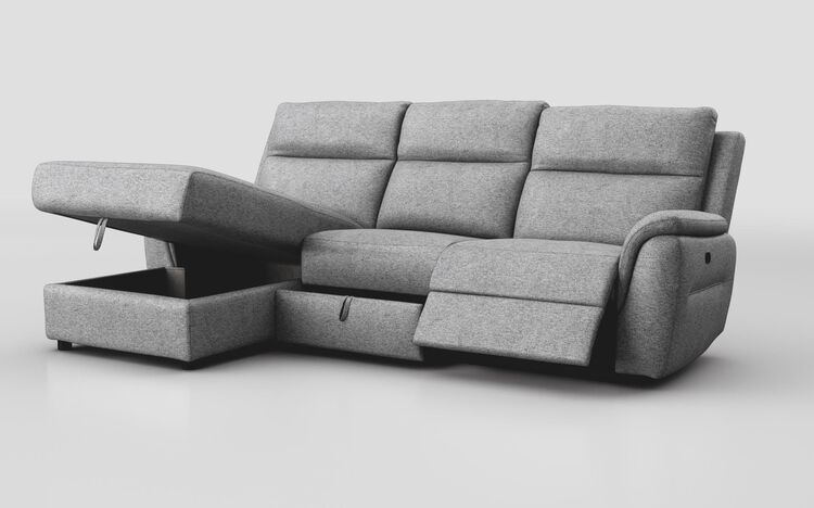 Sogliano 3 Seater Manual Recliner Sofa With Drawer & Left Hand Facing Storage Chaise | Sogliano Sofa Range | ScS