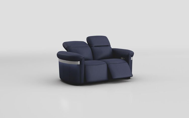 Voltana 2 Seater Power Recliner Sofa with Manual Head Tilt, LED Lights & Silver Trim | Voltana Sofa Range | ScS