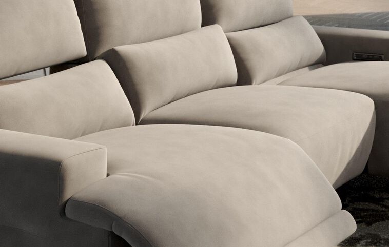 Poggio 3 Seater Power Recliner Left Hand Facing Sliding Chaise with Power Head Tilt