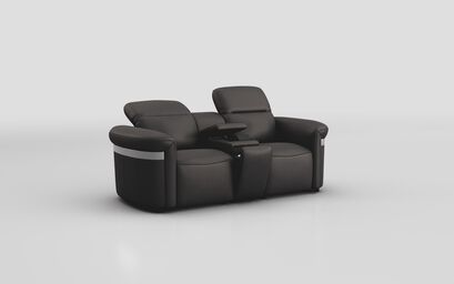 Voltana 2 Seater Sofa with Console, Manual Head Tilt & Silver Trim | Voltana Sofa Range | ScS