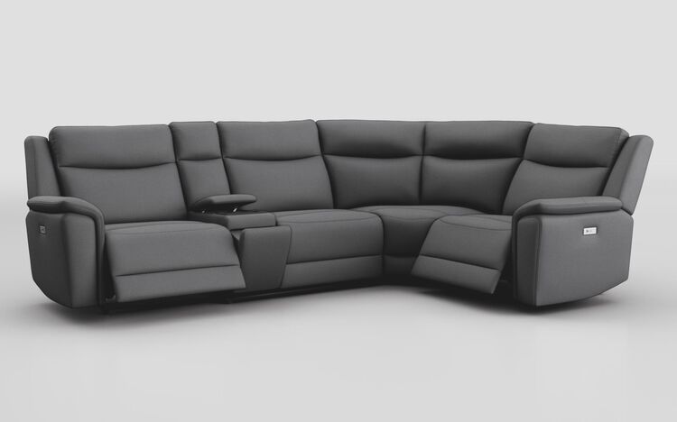 Savio 3 Corner 1 Power Recliner Sofa with Media Console & Black Charging Pad | Savio Sofa Range | ScS