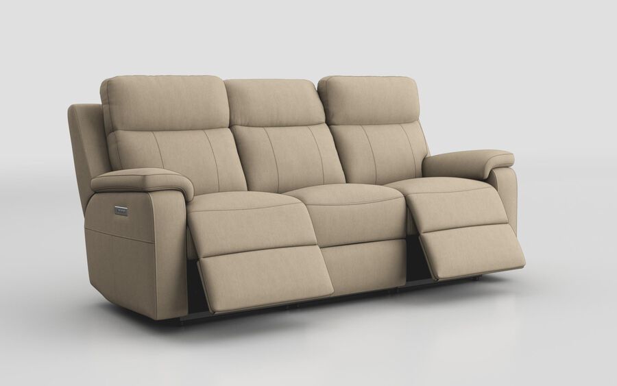 Brown Fabric Calboli 3 Seater Power Recliner Sofa with Power Head Tilt