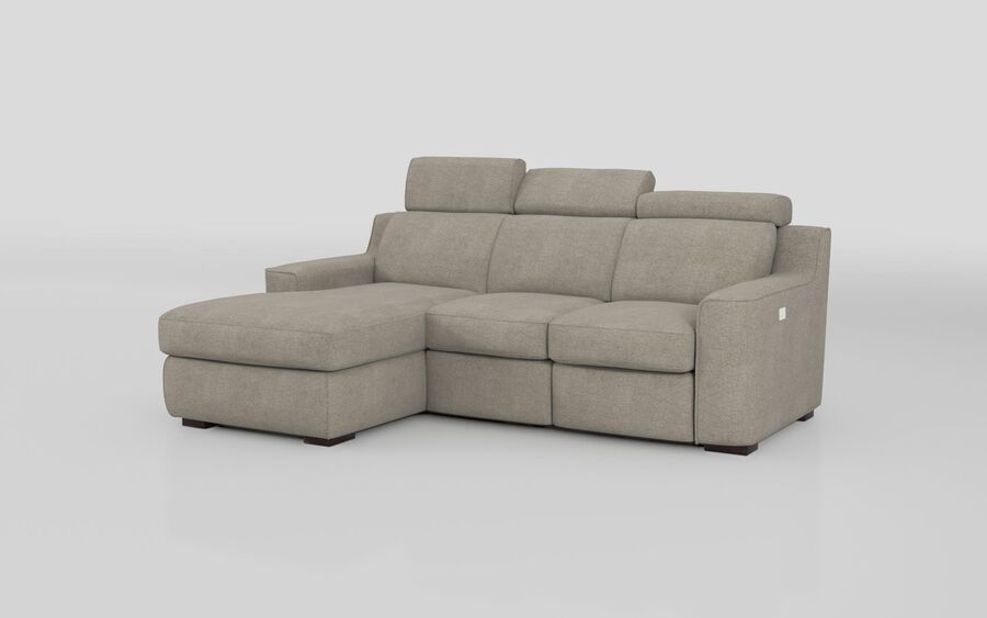 1 Brown Fabric Crostolo 3 Seater Power Recliner Sofa with Left Hand Facing Lounger