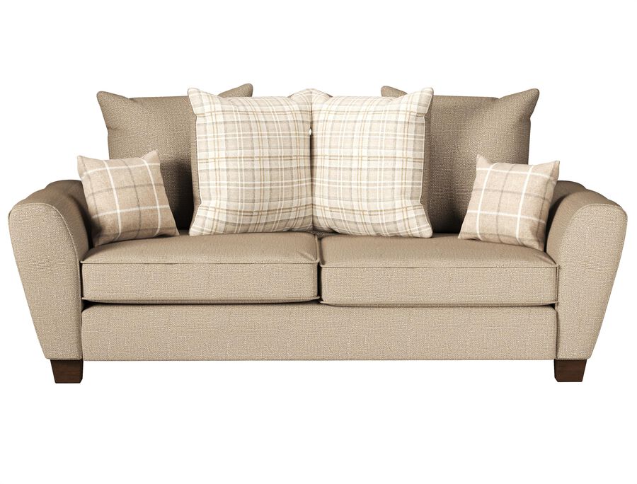 ScS Living Cream Theo Fabric 3 Seater Scatter Back Sofa