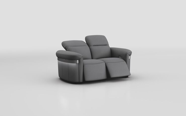 Voltana 2 Seater Power Recliner Sofa with Manual Head Tilt, LED Lights & Silver Trim | Voltana Sofa Range | ScS