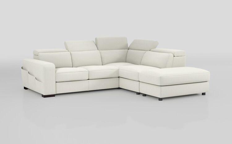 Melizzano 2 Corner 2 Sofa with Sliding Footrest, Right Hand Facing Chaise with Pockets & Ottoman | Melizzano Sofa Range | ScS