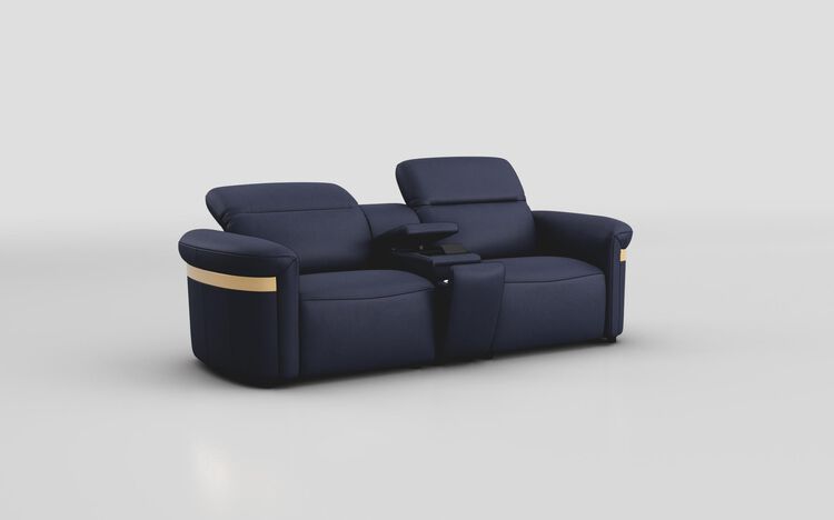 Voltana 3 Seater Sofa with Console, Manual Head Tilt & Gold Trim | Voltana Sofa Range | ScS