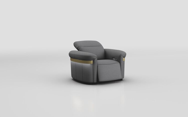 Voltana Power Recliner Chair with Manual Head Tilt, LED Lights & Gold Trim | Voltana Sofa Range | ScS