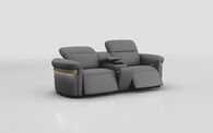 Voltana 3 Seater Power Recliner Sofa with Console, Manual Head Tilt, LED Lights & Gold Trim | Voltana Sofa Range | ScS