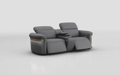 Voltana 3 Seater Power Recliner Sofa with Console, Manual Head Tilt, LED Lights & Gold Trim | Voltana Sofa Range | ScS