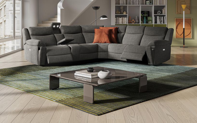 Villa 3 Corner 3 Power Recliner Sofa & Console with Lights