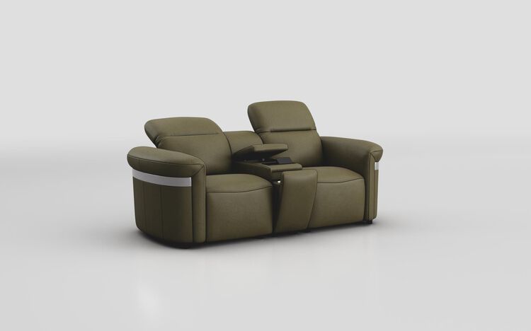 Voltana 2 Seater Sofa with Console, Manual Head Tilt & Silver Trim | Voltana Sofa Range | ScS