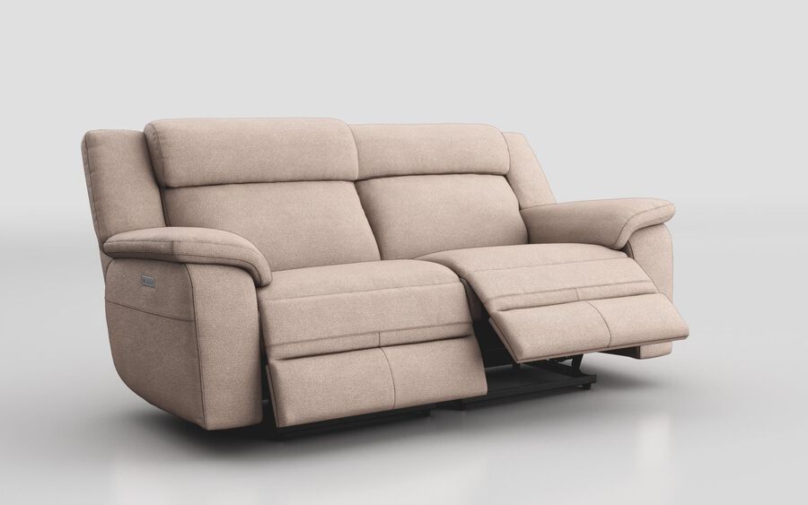 Brown Fabric Sarsina 3 Seater Power Recliner Sofa with Power Head Tilt