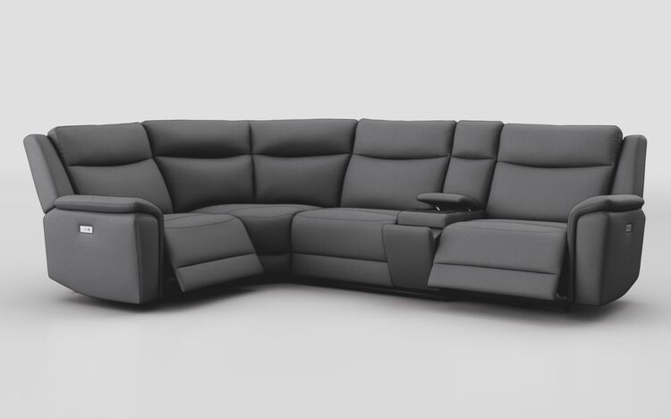 Savio 1 Corner 3 Power Recliner Sofa with Media Console & Black Charging Pad | Savio Sofa Range | ScS