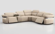 Voltana 2 Corner 2 Power Recliner with Left Facing Console, Manual Head Tilt, LEDs & Silver Trim | Voltana Sofa Range | ScS