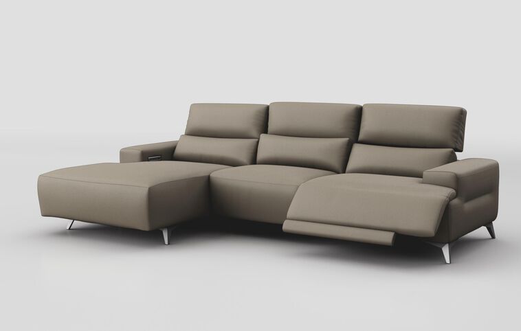 Poggio 3 Seater Power Recliner Left Hand Facing Sliding Chaise with Power Head Tilt