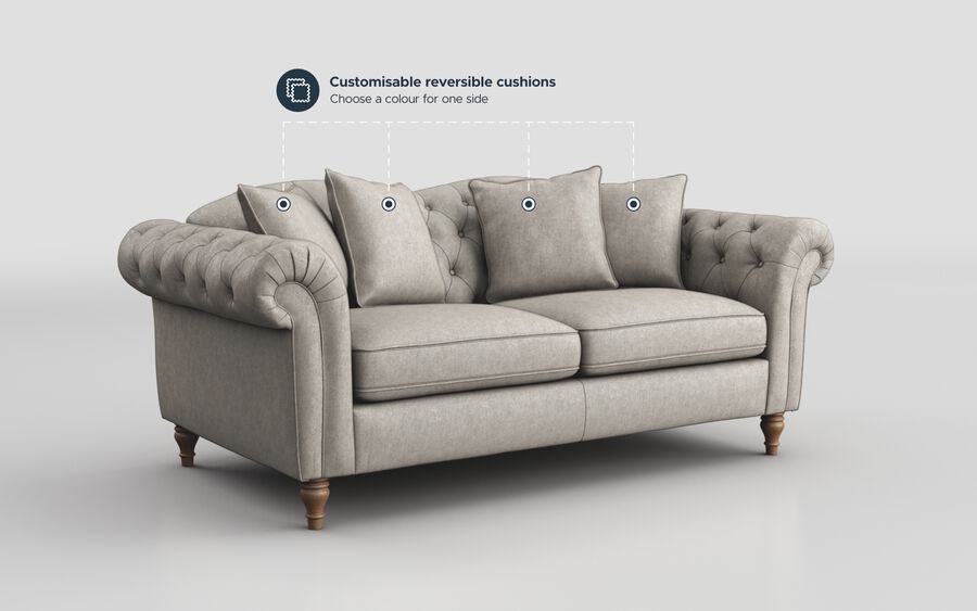 4 Cream Regina Fabric 3 Seater Sofa