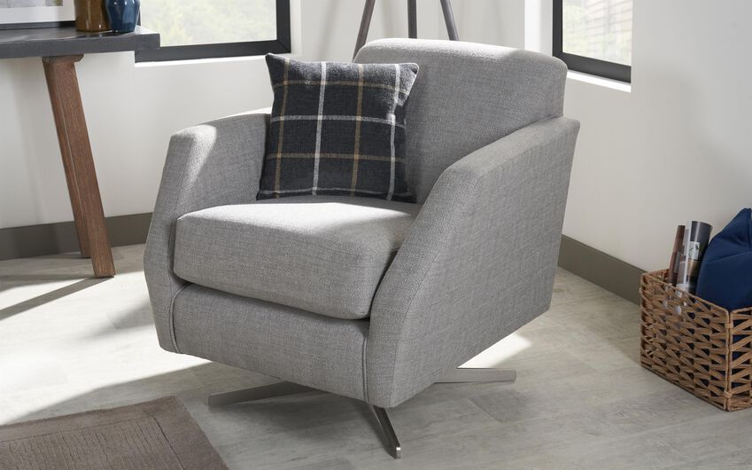 Hugo Fabric Plain Accent Swivel Chair