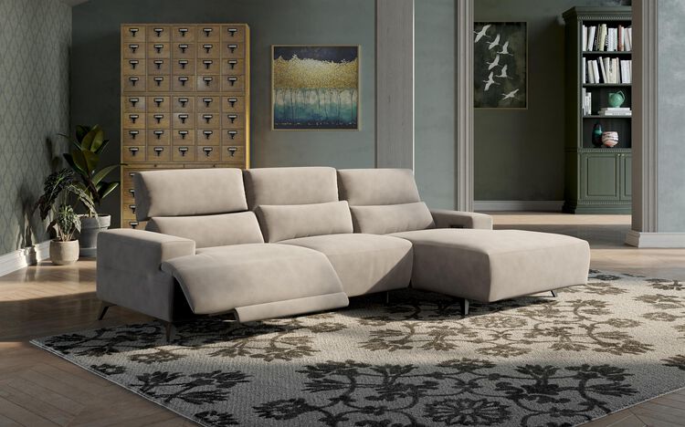 Poggio 3 Seater Power Recliner Right Hand Facing Sliding Chaise with Power Head Tilt | Poggio Sofa Range | ScS