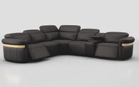 Voltana 2 Corner 2 Power Recliner with Right Facing Console, Manual Head Tilt, LEDs & Gold Trim | Voltana Sofa Range | ScS