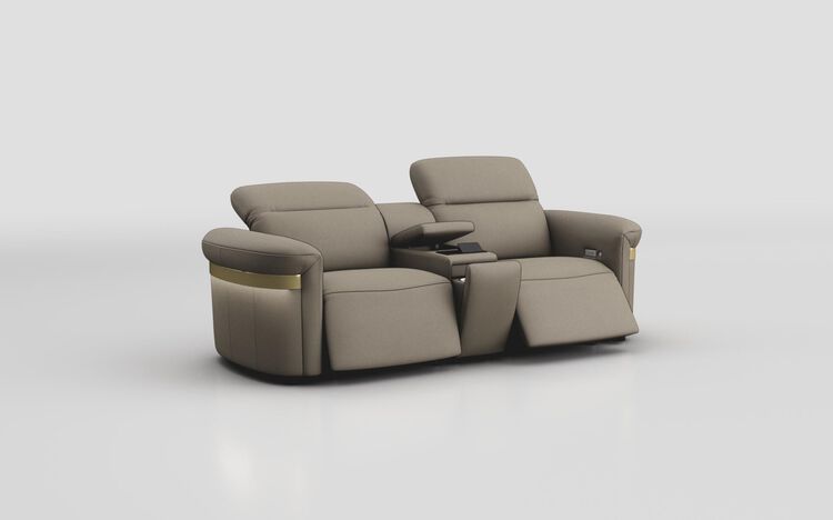 Voltana 3 Seater Power Recliner Sofa with Manual Head Tilt, LED Lights & Gold Trim | Voltana Sofa Range | ScS