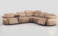 Voltana 2 Corner 2 Power Recliner with Left Facing Console, Manual Head Tilt, LEDs & Gold Trim | Voltana Sofa Range | ScS