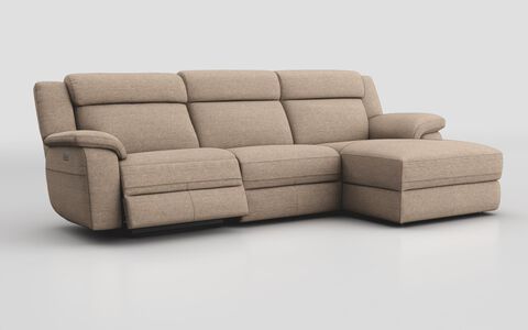 Brown Fabric Sarsina 3 Seater Sofa Left Hand Facing Power & Right Hand Facing Lounger