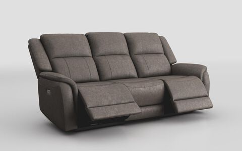 4 Cream Fabric Meleto 3 Seater Power Recliner Sofa