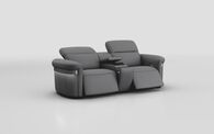 Voltana 3 Seater Power Recliner Sofa with Console, Manual Head Tilt, LED Lights & Silver Trim | Voltana Sofa Range | ScS