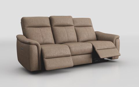 4 Cream Fabric Carpi 3 Seater Power Recliner Sofa