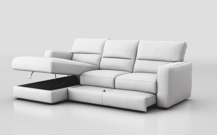 Tredozio 4 Seater Sofa with Sliding Footrest & Left Hand Facing Storage Lounger | Tredozio Sofa Range | ScS