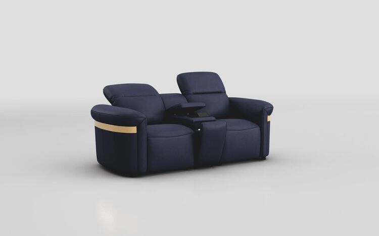 Voltana 2 Seater Sofa with Console, Manual Head Tilt & Gold Trim | Voltana Sofa Range | ScS