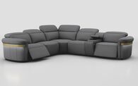 Voltana 2 Corner 2 Power Recliner with Right Facing Console, Manual Head Tilt, LEDs & Gold Trim | Voltana Sofa Range | ScS