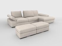 Savazza 4 Seater Sofa with Adjustable Back Rest Right Hand Facing Lounger & Two Ottoman Footstools | Savazza Sofa Range | ScS