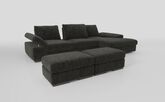 Savazza 4 Seater Sofa with Adjustable Back Rest Right Hand Facing Lounger & Two Ottoman Footstools